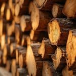 Gros plan sur un tas de bûches de bois de chauffage empilées