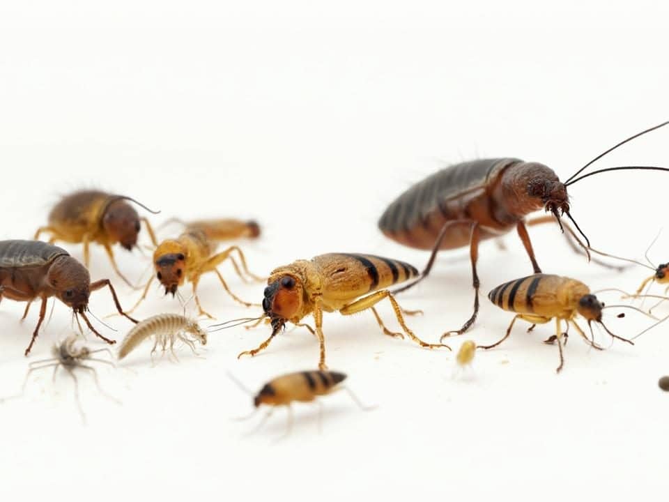 Gros plan sur un groupe d'insectes aux couleurs variées