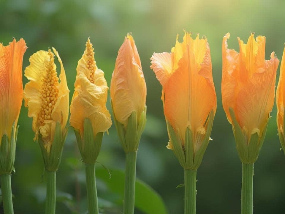 Bouquet de fleurs jaunes et oranges avec des feuilles vertes