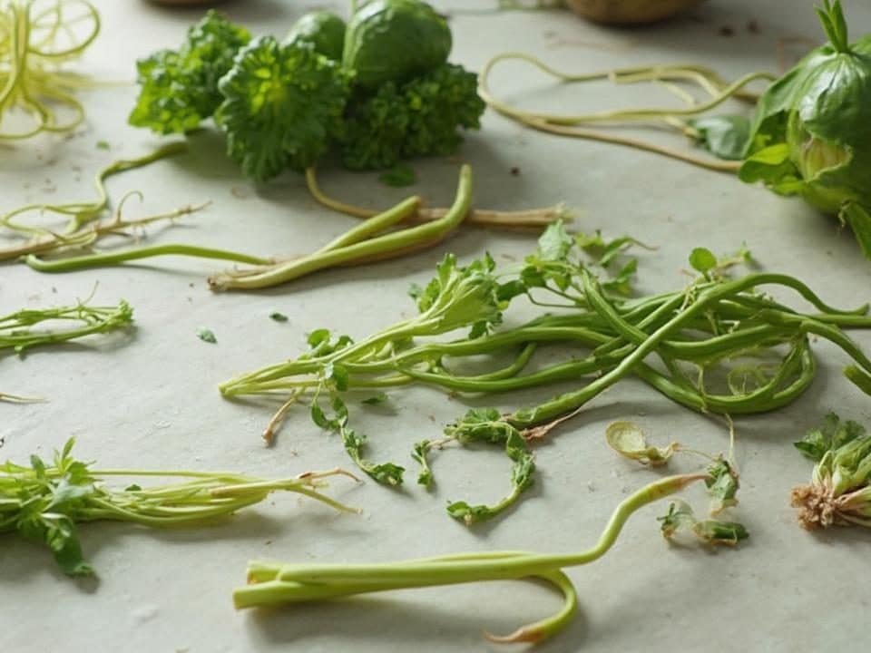 Gros plan sur des légumes verts frais et naturels sur une surface blanche