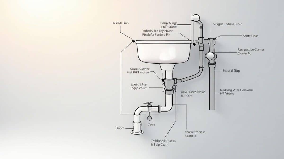 Schéma technique des composants d'une installation de plomberie