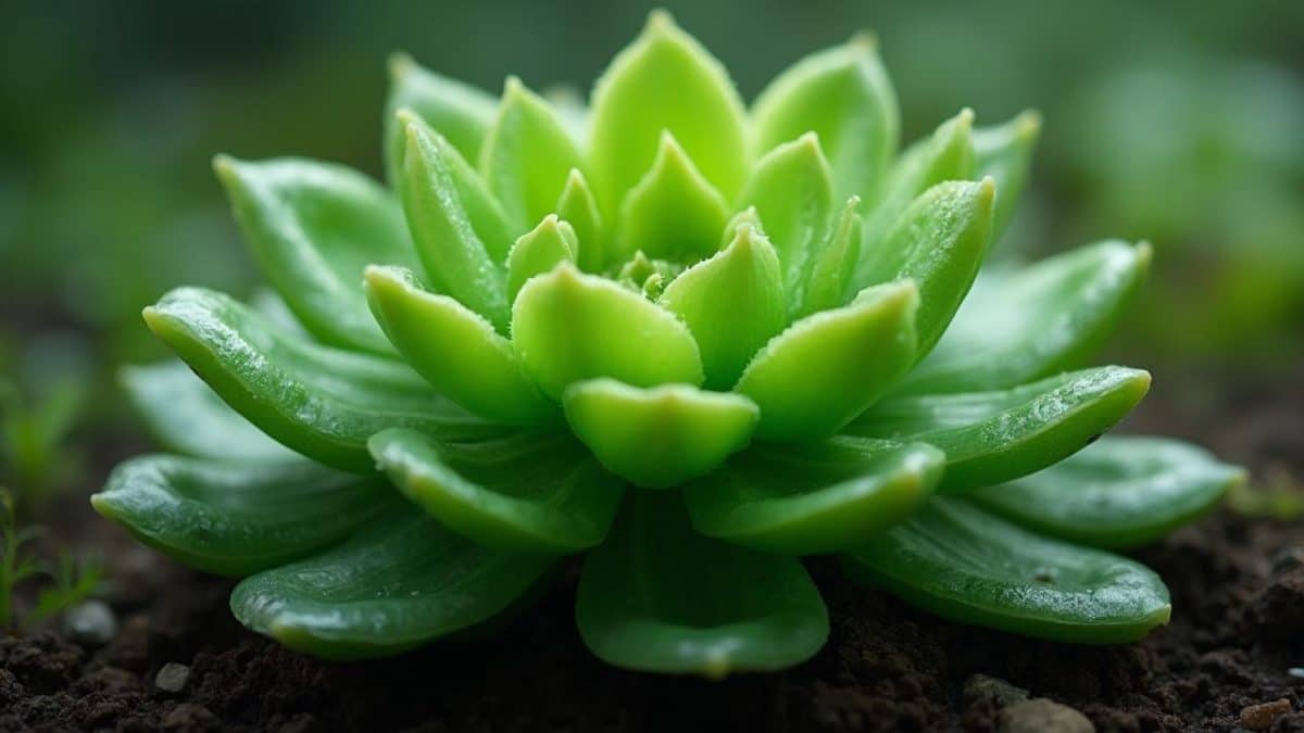 Gros plan sur une plante succulente verte à feuilles charnues