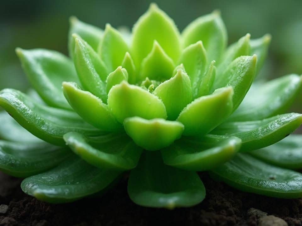 Gros plan sur une plante succulente verte à feuilles charnues