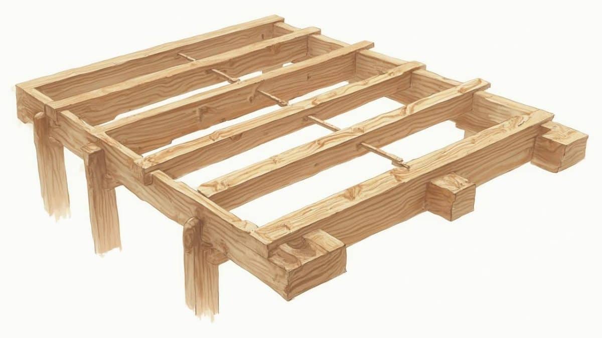 Table basse rustique faite de planches de bois empilées