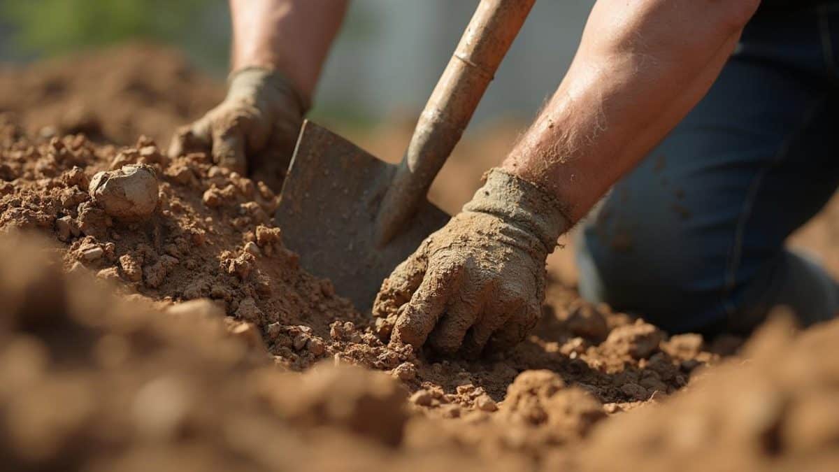 Image montrant des mains sales creuser dans la terre sèche